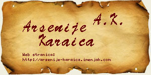 Arsenije Karaica vizit kartica
